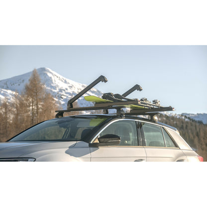 Pack porte skis Pro Slider Noir et barres de toit Seat Leon - ST (2017 - 2020) - Pour rails intégrés - Helio Aluminium