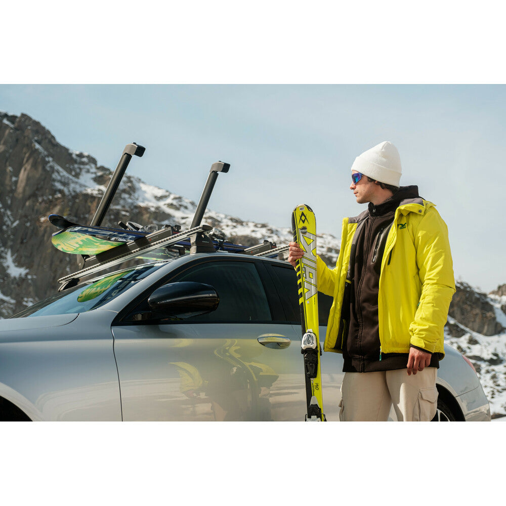 Pack porte skis Nordic King plus Noir et barres de toit Renault Scenic E Tech (A partir de 2023) - Pour rails intégrés - Helio Aluminium