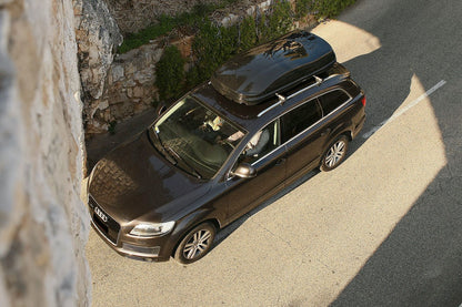 Pack coffre de toit Marlin 530 L et barres de toit Skoda Enyaq (A partir de 2020) Pour rails intégrés - Helio - Aluminium