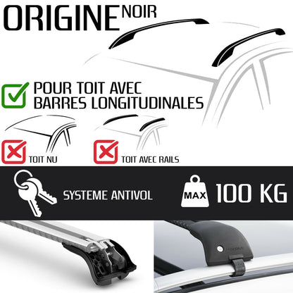 Barres de toit Audi A4 Allroad (2017 - 2023) - Pour barres longitudinales - Origine Noir Aluminium
