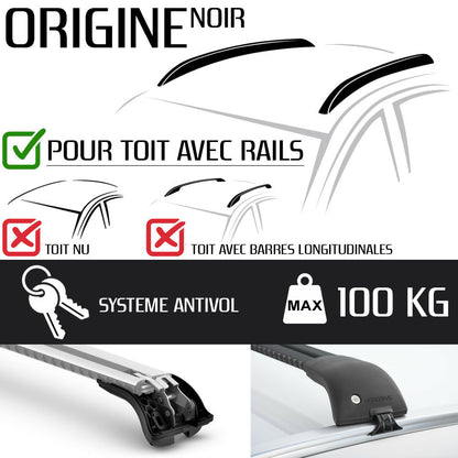 Barres de toit Audi A4 - Break (2016 - 2024) - Pour rails intégrés - Origine Noir Aluminium