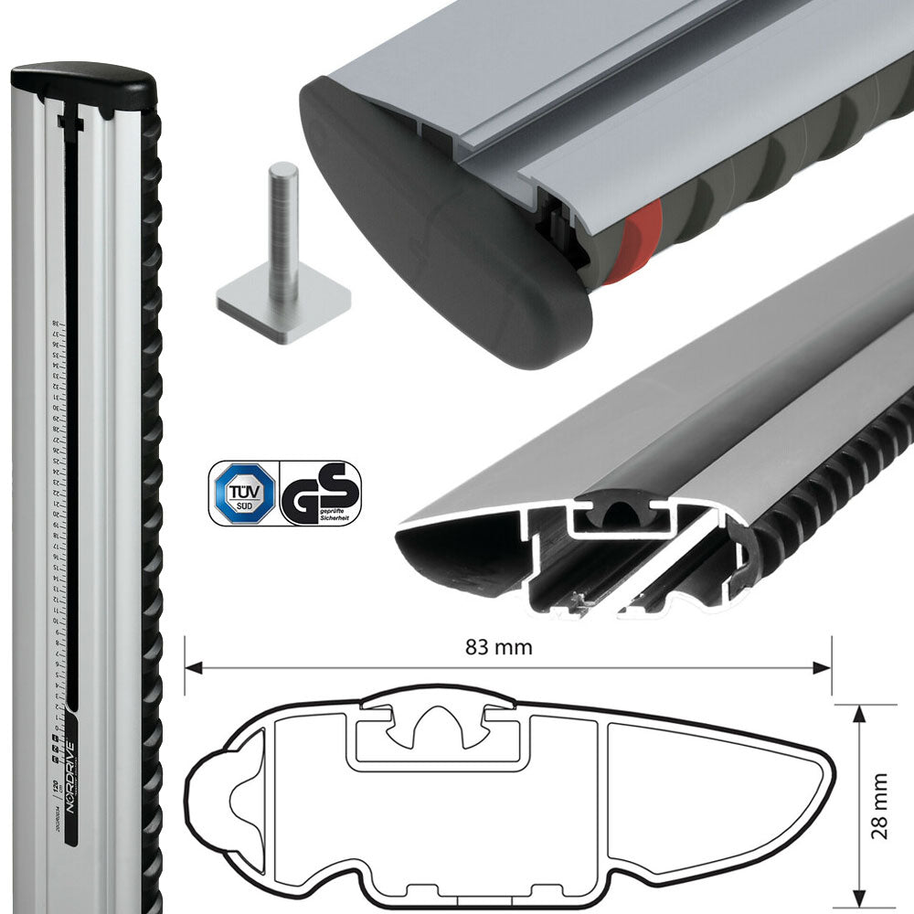 Pack coffre de toit Dory 340 L et barres de toit Audi Q7 (2006 - 2015) Pour rails intégrés - Origine - Aluminium