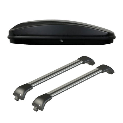 Pack coffre de toit Crub 430 L et barres de toit Mercedes Vito - Van (A partir de 2015) Pour barres longitudinales - Origine - Aluminium