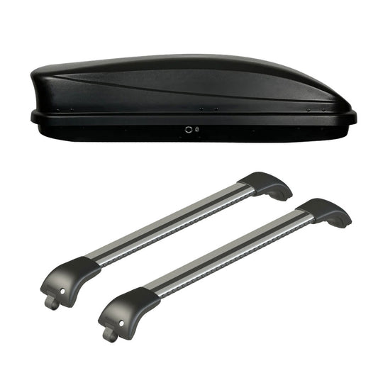 Pack coffre de toit Dory 340 L et barres de toit Mercedes Vito - Van (A partir de 2015) Pour barres longitudinales - Origine - Aluminium