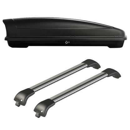 Pack coffre de toit Koral 630 L et barres de toit Mercedes Vito - Van (A partir de 2015) Pour barres longitudinales - Origine - Aluminium