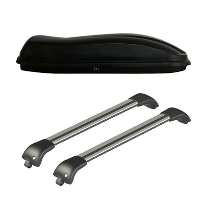 Pack coffre de toit Marlin 400 L et barres de toit Audi Q7 (2006 - 2015) Pour rails intégrés - Origine - Aluminium