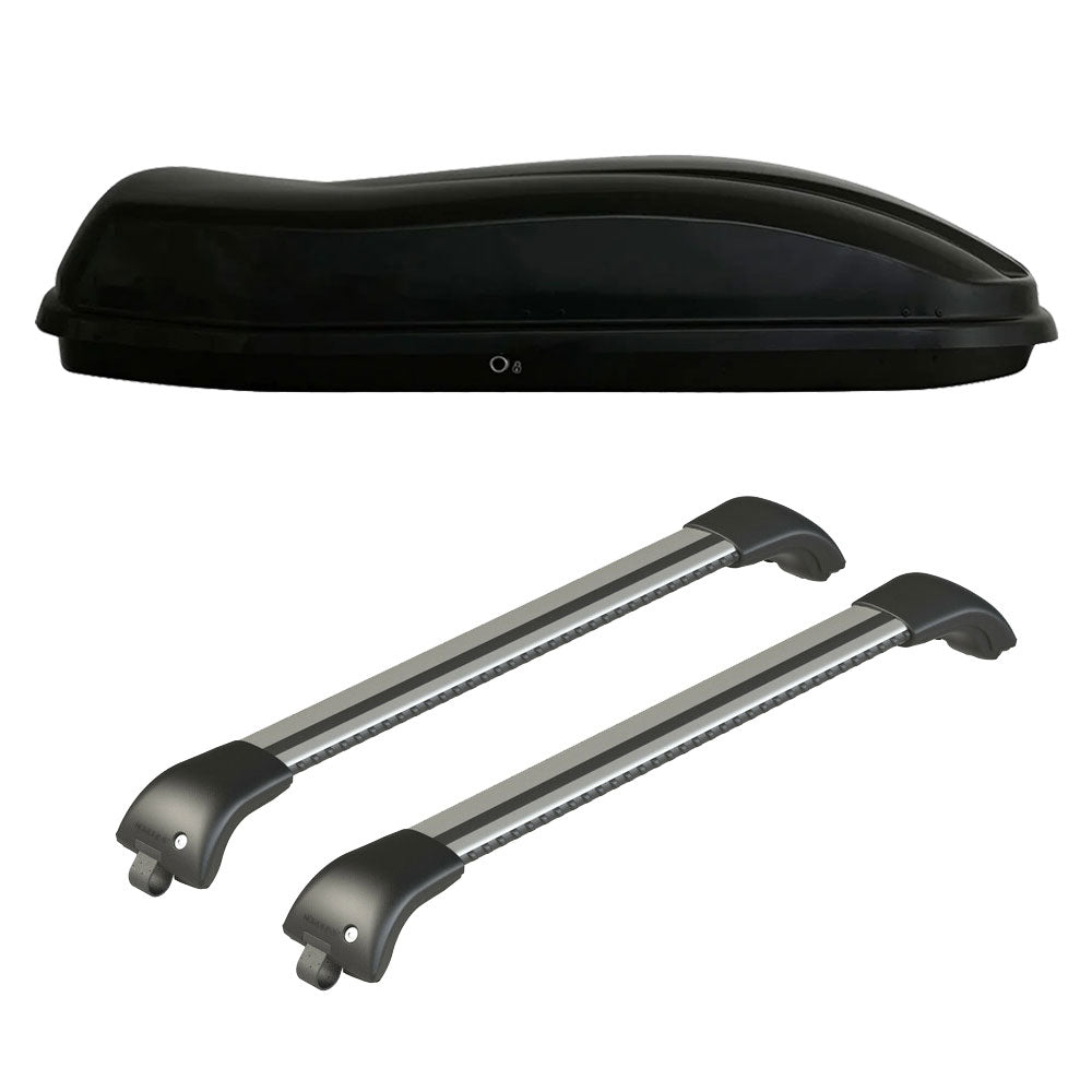 Pack coffre de toit Marlin 530 L et barres de toit Mercedes Vito - Van (A partir de 2015) Pour barres longitudinales - Origine - Aluminium