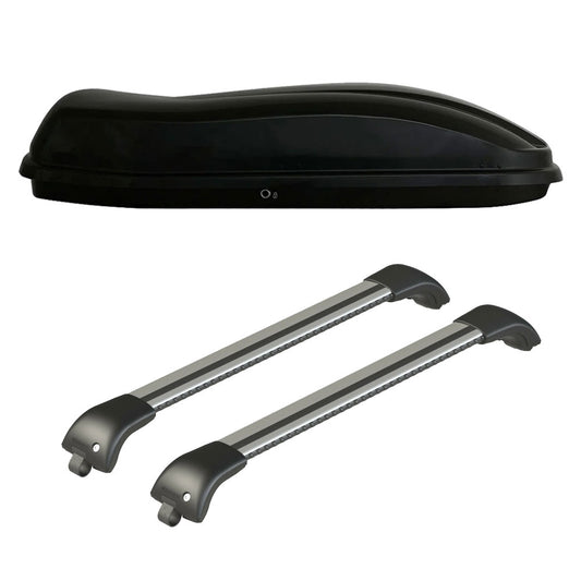 Pack coffre de toit Marlin 530 L et barres de toit Mercedes Vito - Van (A partir de 2015) Pour barres longitudinales - Origine - Aluminium