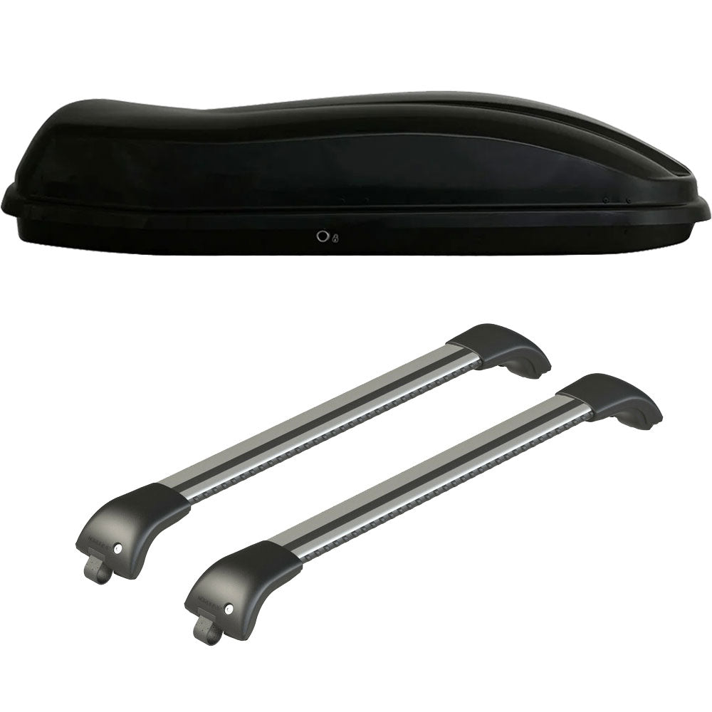 Pack coffre de toit Marlin 680 L et barres de toit Mercedes Vito - Van (A partir de 2015) Pour barres longitudinales - Origine - Aluminium