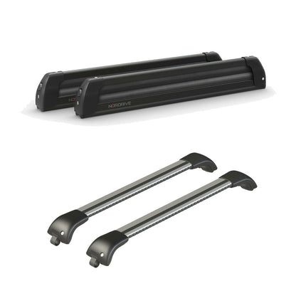 Pack porte skis Pro Slider Noir et barres de toit Mercedes Vito Tourer (A partir de 2015) - Pour barres longitudinales - Origine Aluminium