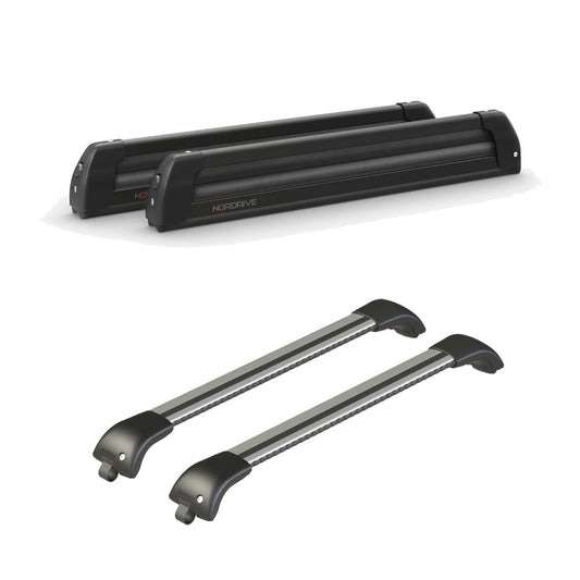 Pack porte skis Pro Slider Noir et barres de toit Mercedes Vito - Van (A partir de 2015) - Pour barres longitudinales - Origine Aluminium