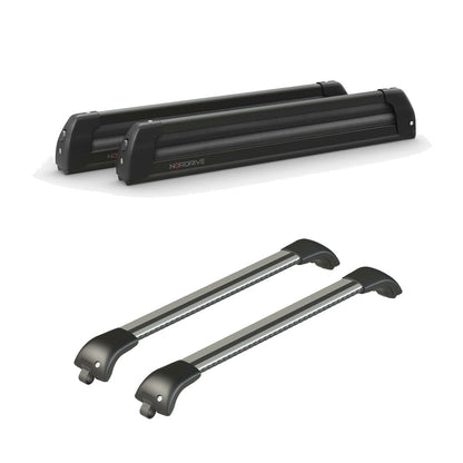 Pack porte-skis Pro Slider Nordrive aluminium noir 6 skis / 4 snowboards + barres de toit – pour Citroen C3 Aircross 2017 - 2023 – vue porte skis et barres de toit
