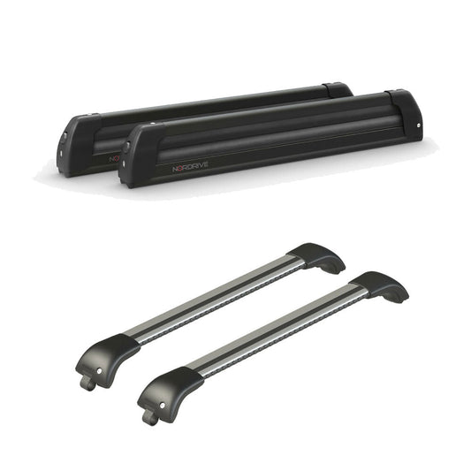 Pack porte-skis Pro Slider Nordrive aluminium noir 6 skis / 4 snowboards + barres de toit – pour Citroen C3 Aircross 2017 - 2023 – vue porte skis et barres de toit
