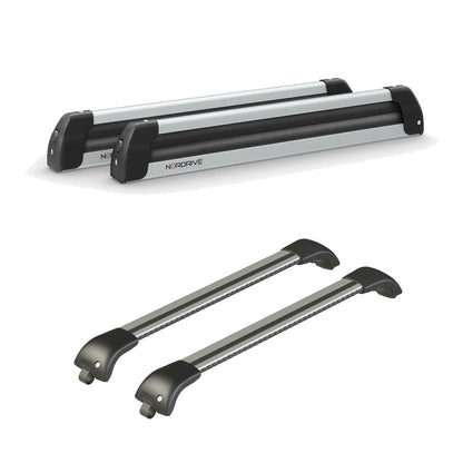 Pack porte skis Nordic King plus Aluminium et barres de toit Mercedes Vito Tourer (A partir de 2015) - Pour barres longitudinales - Origine Aluminium