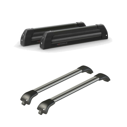 Pack porte skis Nordic King Noir et barres de toit Mercedes Vito Tourer (A partir de 2015) - Pour barres longitudinales - Origine Aluminium