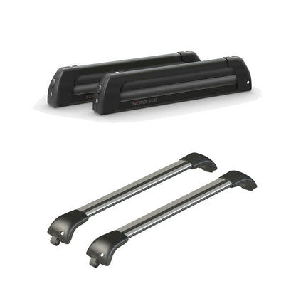 Pack porte-skis Nordic King Nordrive aluminium noir – support pour 4 paires de skis ou 2 snowboards -pour Mercedes Vito - Van A partir de 2015 – vue porte skis et barres de toit