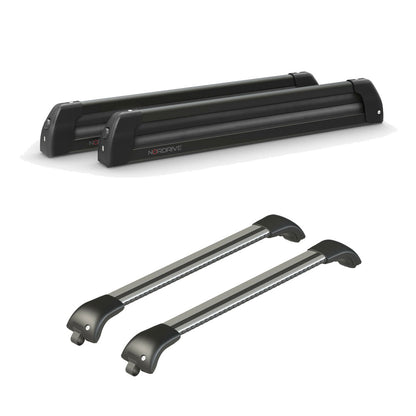 Pack porte skis Nordic King plus Noir et barres de toit Mercedes Vito Tourer (A partir de 2015) - Pour barres longitudinales - Origine Aluminium