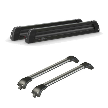 Pack porte-skis Nordic King Plus Nordrive aluminium noir – support pour 6 paires de skis ou 4 snowboards – pour Mercedes Vito Tourer A partir de 2015 - vue porte skis et barres de toit