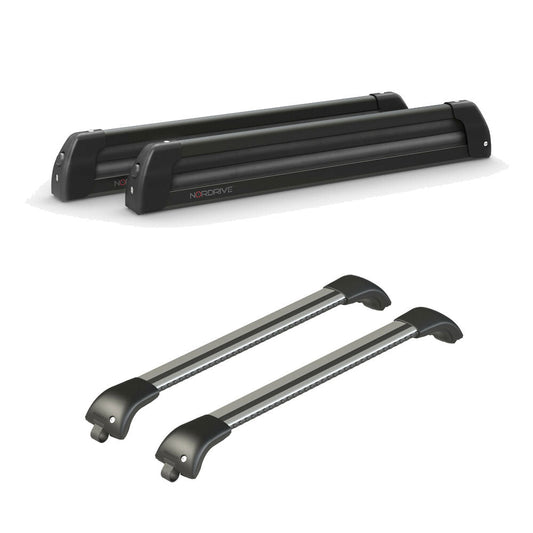 Pack porte-skis Nordic King Plus Nordrive aluminium noir – support pour 6 paires de skis ou 4 snowboards – pour Mercedes Vito Tourer A partir de 2015 - vue porte skis et barres de toit