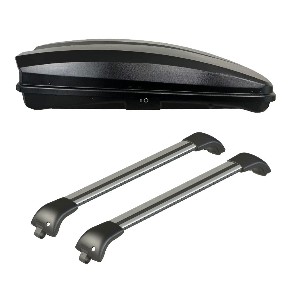 Pack coffre de toit Raya 480 L et barres de toit Citroen C4 Aircross (2012 - 2017) Pour rails intégrés - Origine - Aluminium