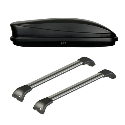 Pack coffre de toit Dory 340 L et barres de toit Audi Q7 (2006 - 2015) Pour rails intégrés - Origine - Aluminium