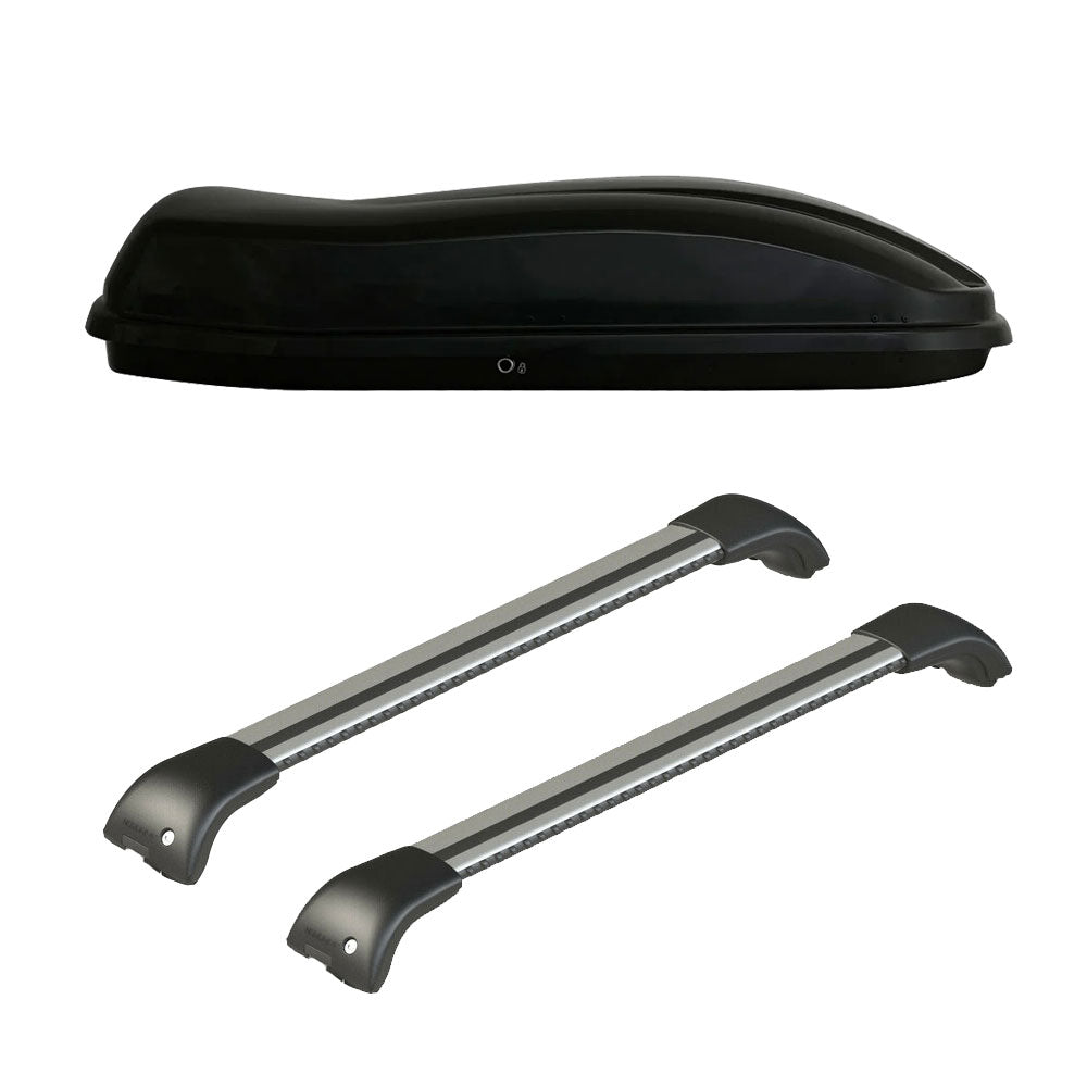Pack coffre de toit Marlin 400 L et barres de toit Mercedes Vito - Van (A partir de 2015) Pour barres longitudinales - Origine - Aluminium
