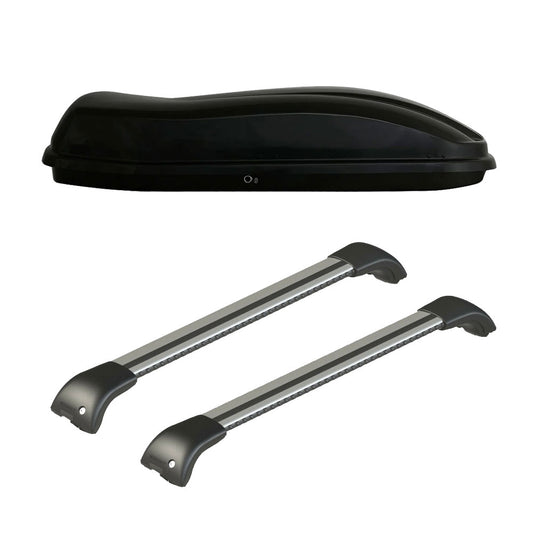 Pack coffre de toit Marlin 400 L et barres de toit Mercedes Vito - Van (A partir de 2015) Pour barres longitudinales - Origine - Aluminium