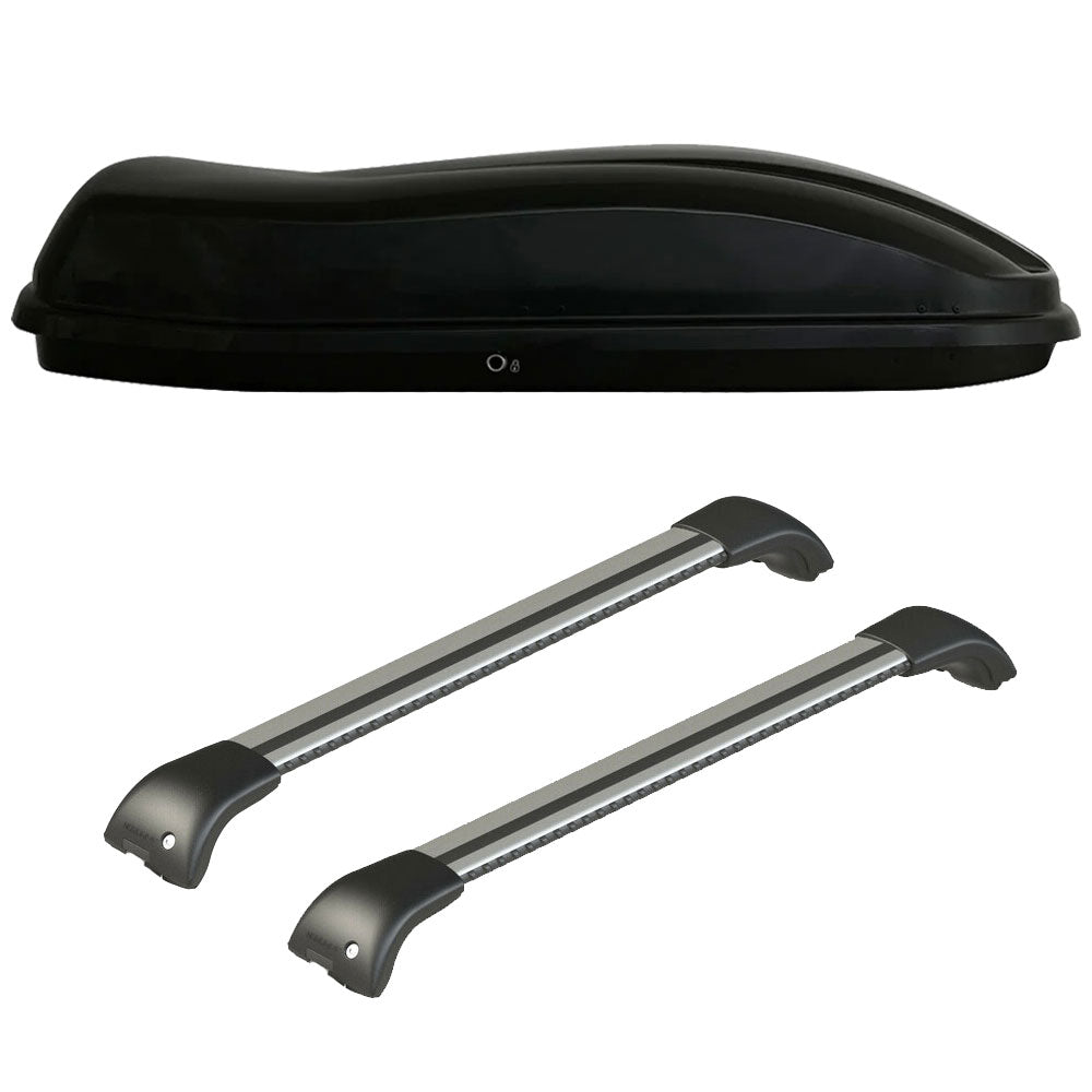 Pack coffre de toit Marlin 530 L et barres de toit Citroen C4 Aircross (2012 - 2017) Pour rails intégrés - Origine - Aluminium