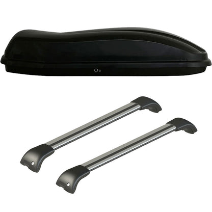 Pack coffre de toit Marlin 680 L et barres de toit Audi Q7 (2006 - 2015) Pour rails intégrés - Origine - Aluminium