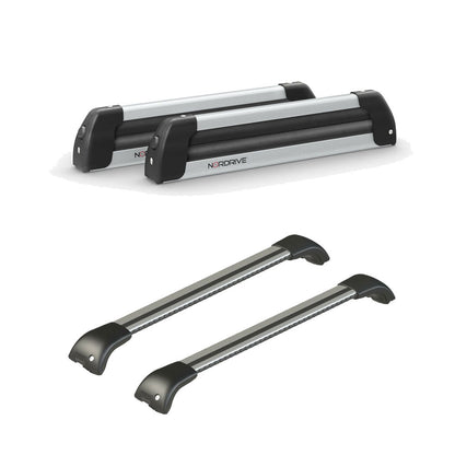 Pack porte-skis Nordic King Nordrive aluminium – support pour 4 paires de skis ou 2 snowboards – pour Peugeot 508 - Break 2011 - 2018 - vue porte skis et barres de toit