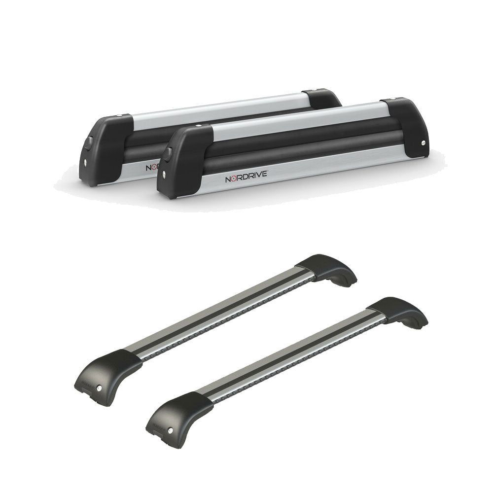 Pack porte-skis Nordic King Nordrive aluminium – support pour 4 paires de skis ou 2 snowboards – pour Peugeot 508 - Rxh 2012 - 2017 - vue porte skis et barres de toit
