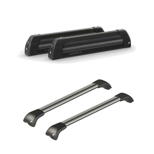 Pack porte skis Nordic King Noir et barres de toit Peugeot 508 - Break (2011 - 2018) - Pour rails intégrés - Origine Aluminium