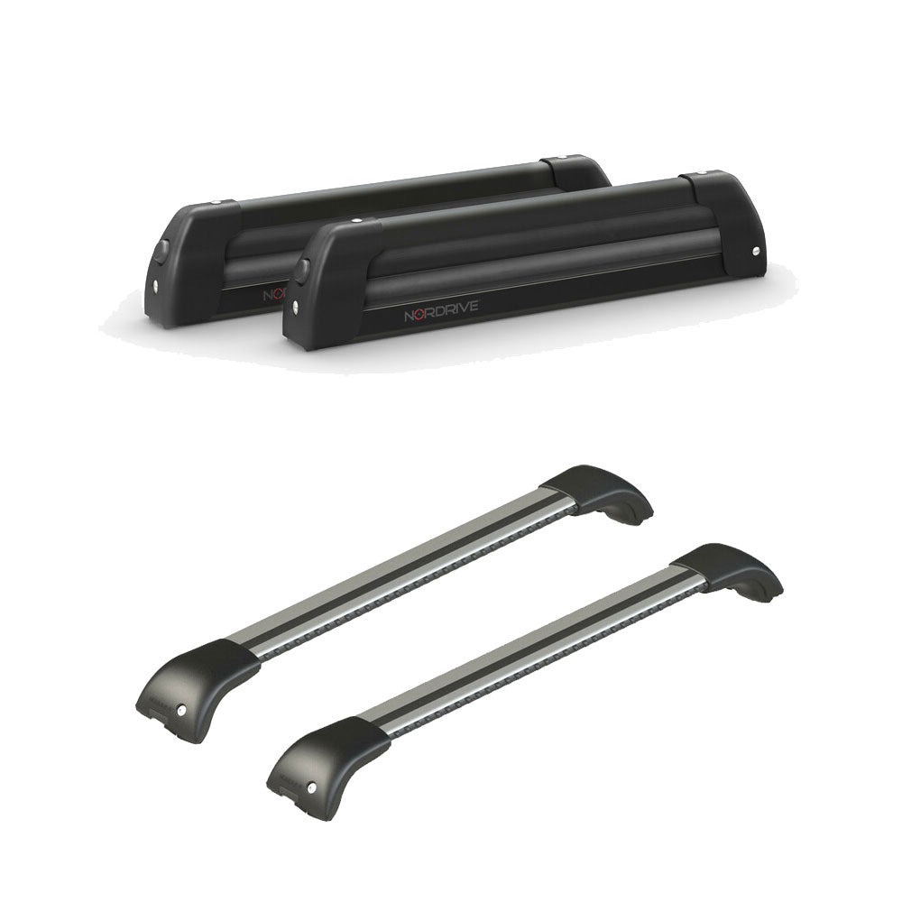 Pack porte-skis Nordic King Nordrive aluminium noir – support pour 4 paires de skis ou 2 snowboards -pour Jeep Grand Cherokee A partir de 2022 – vue porte skis et barres de toit
