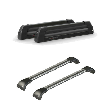 Pack porte-skis Nordic King Nordrive aluminium noir – support pour 4 paires de skis ou 2 snowboards -pour Audi Q6 E-Tron A partir de 2024 – vue porte skis et barres de toit