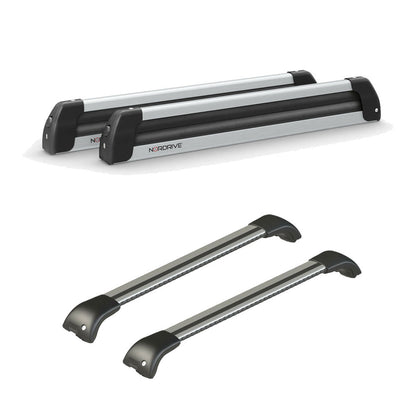 Pack porte-skis Nordic King Plus Nordrive aluminium – support pour 6 paires de skis ou 4 snowboards – pour Peugeot 508 - Rxh 2012 - 2017 - vue porte skis et barres de toit