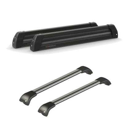 Pack porte-skis Nordic King Plus Nordrive aluminium noir – support pour 6 paires de skis ou 4 snowboards – pour Opel Insignia - Country Tourer 2018 - 2022 - vue porte skis et barres de toit