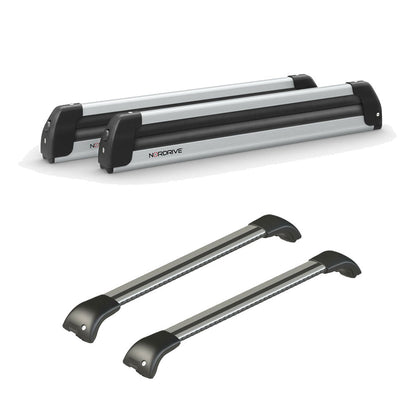 Pack porte-skis Pro Slider Nordrive aluminium – support pour 6 paires de skis ou 4 snowboards – pour Peugeot 508 - Break 2011 - 2018 - vue porte skis et barres de toit