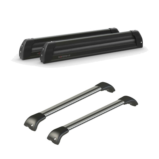 Pack porte skis Pro Slider Noir et barres de toit Volvo XC60 (2008 - 2017) - Pour rails intégrés - Origine Aluminium