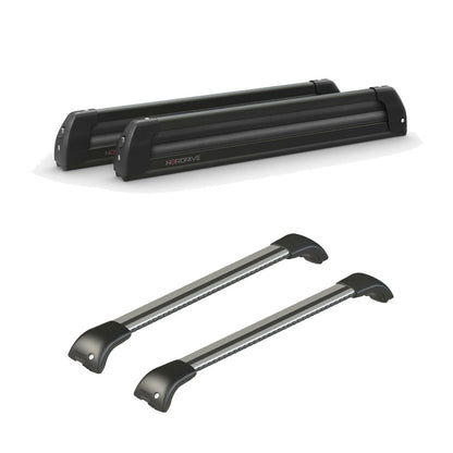 Pack porte-skis Pro Slider Nordrive aluminium noir 6 skis / 4 snowboards + barres de toit – pour Volvo XC60 2008 - 2017 – vue porte skis et barres de toit