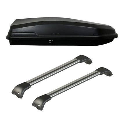 Pack coffre de toit Torpedo 400 L et barres de toit Audi Q6 E-Tron (A partir de 2024) Pour rails intégrés - Origine - Aluminium