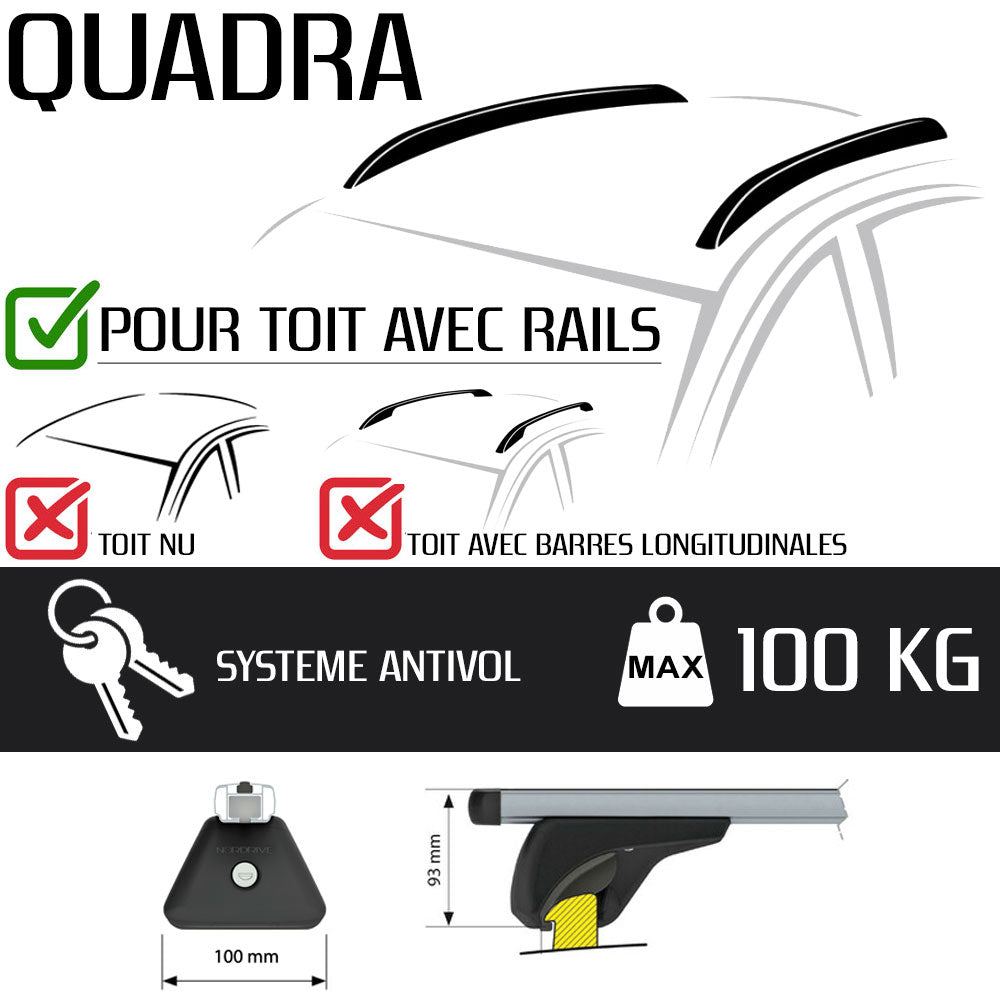 Barres de toit Audi A4 - Break (2016 - 2024) - Pour rails intégrés - Quadra Acier