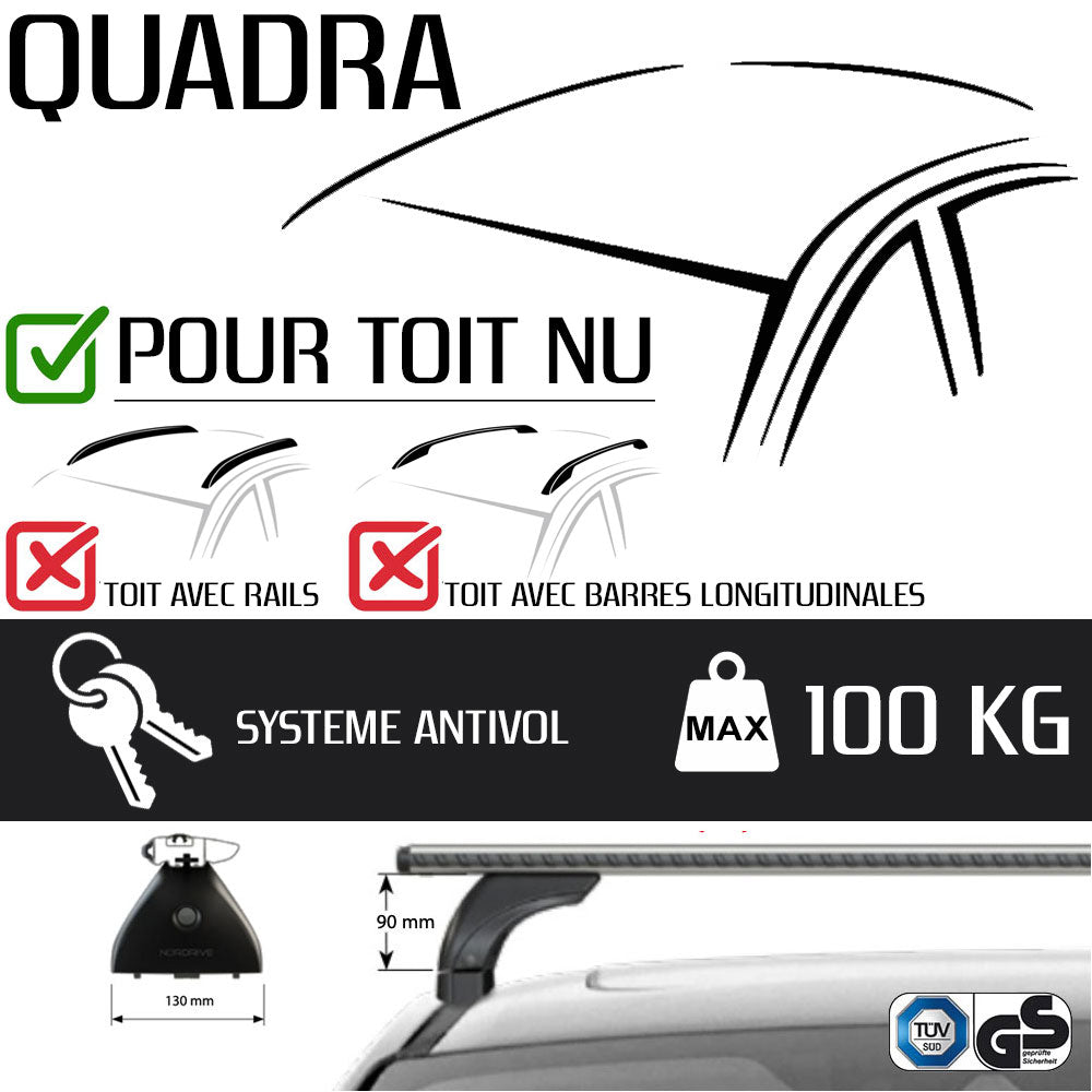 Barres de toit Abarth 500C (2010 - 2016) - Pour toit nu - Quadra Acier