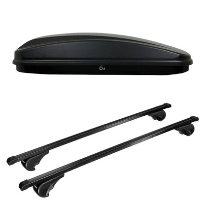 Pack coffre de toit Crub 430 L et barres de toit Mercedes GL (2006 - 2016) Pour barres longitudinales - Quadra - Acier