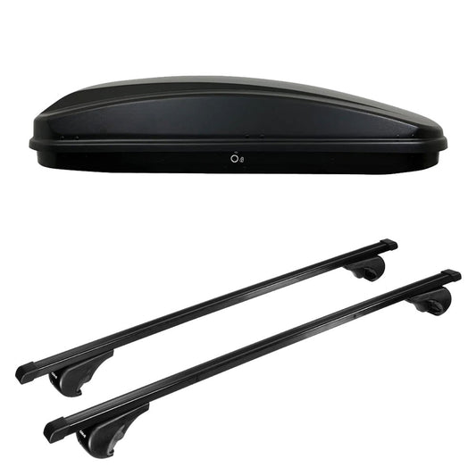 Pack coffre de toit Crub 430 L et barres de toit Mercedes GL (2006 - 2016) Pour barres longitudinales - Quadra - Acier