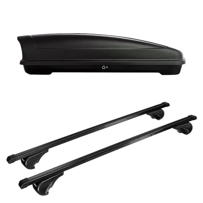 Pack coffre de toit Koral court 400 L et barres de toit Mercedes GL (2006 - 2016) Pour barres longitudinales - Quadra - Acier