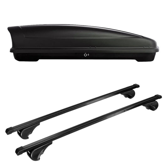 Pack coffre de toit Koral 400 L et barres de toit Mercedes GL (2006 - 2016) Pour barres longitudinales - Quadra - Acier