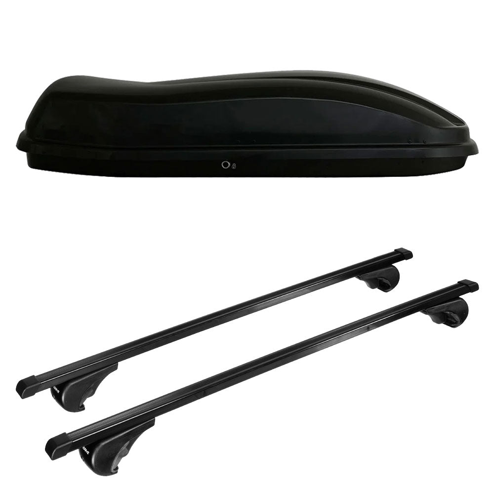 Pack coffre de toit Marlin 530 L et barres de toit Mercedes GL (2006 - 2016) Pour barres longitudinales - Quadra - Acier