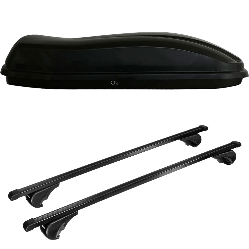 Pack coffre de toit Marlin 680 L et barres de toit Mercedes GL (2006 - 2016) Pour barres longitudinales - Quadra - Acier