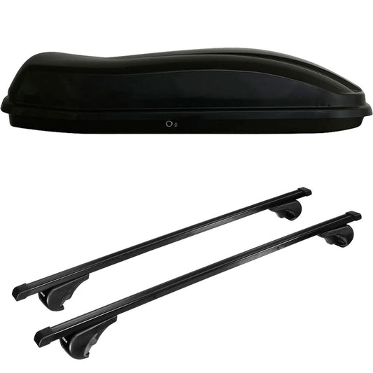 Pack coffre de toit Marlin 680 L et barres de toit Mercedes GL (2006 - 2016) Pour barres longitudinales - Quadra - Acier