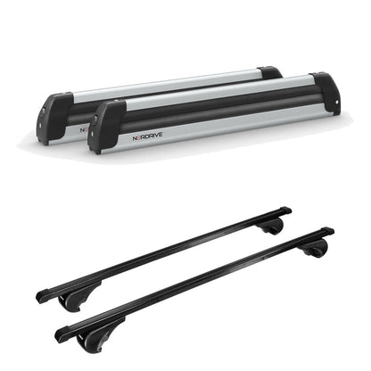 Pack porte skis Pro Slider Aluminium et barres de toit Mercedes GL (2006 - 2016) - Pour barres longitudinales - Quadra Acier